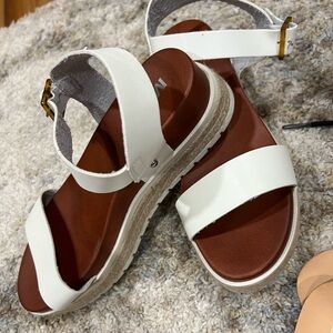 MIA White Sandals with Tan Sole